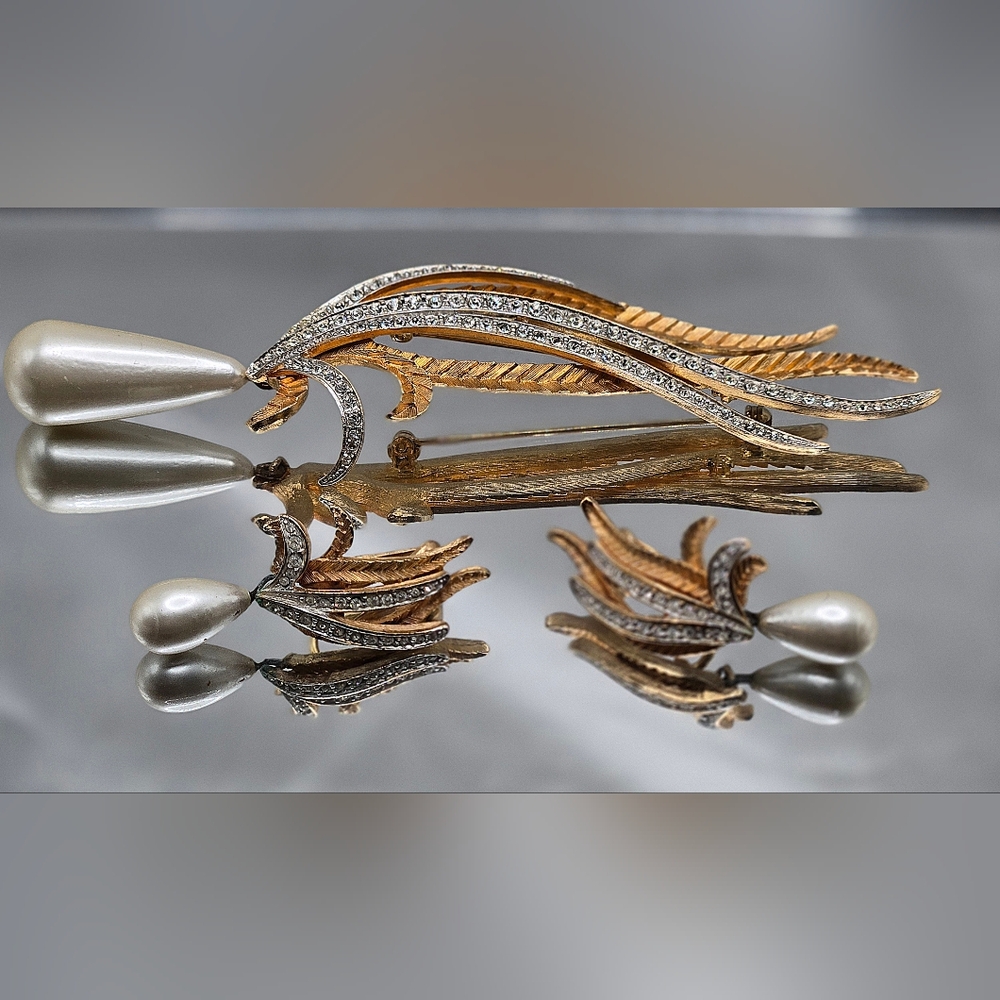 Gold and Silver Rhinestone Brooch
